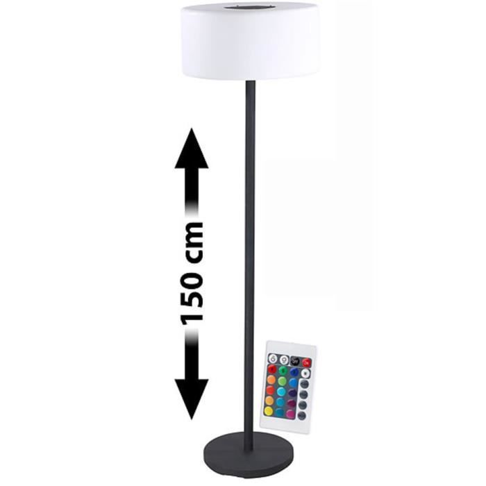 Lampe sur pied solaire à LED - LUNARTEC - 16 couleurs - Métal - Extérieur - Télécommande incluse Lampe sur pied solaire à LED - LUNARTEC - 16 couleurs - Métal - Extérieur - Télécommande incluse