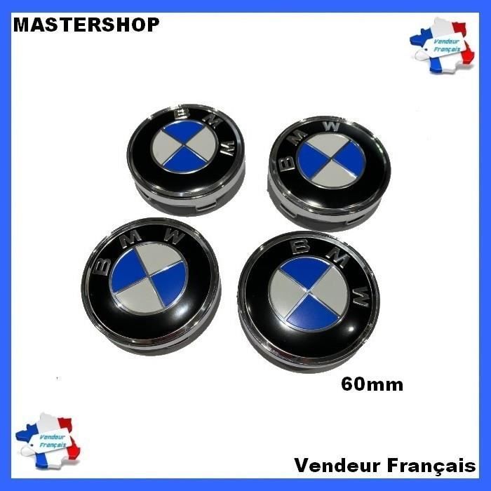 Lot de 4 cache moyeu BMW classic bleu 60mm - MasterShop - Vendeur Français -
