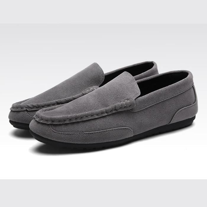 Casual Driving Chaussure Homme Simple Style Nubuck Mocassins Gris