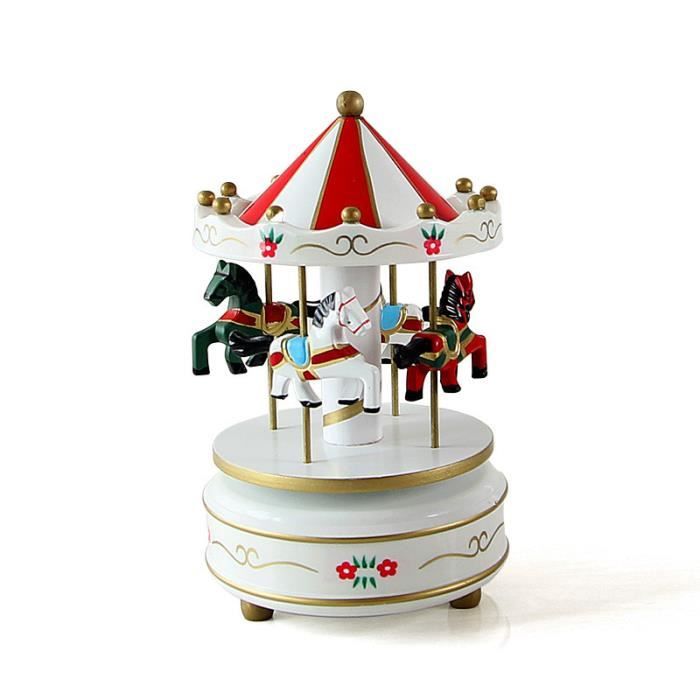 Carrousel Boîte à Musique Vintage En Bois - Manège Fait Main - Déco