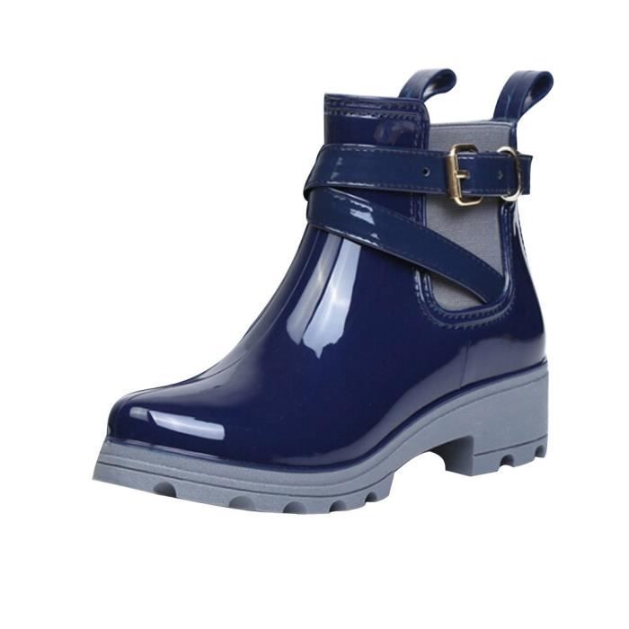 Femme Bleu Bottes DUNLOP Sport Caoutchouc Wellington Bottes mi-hauteur taille 6 EU39