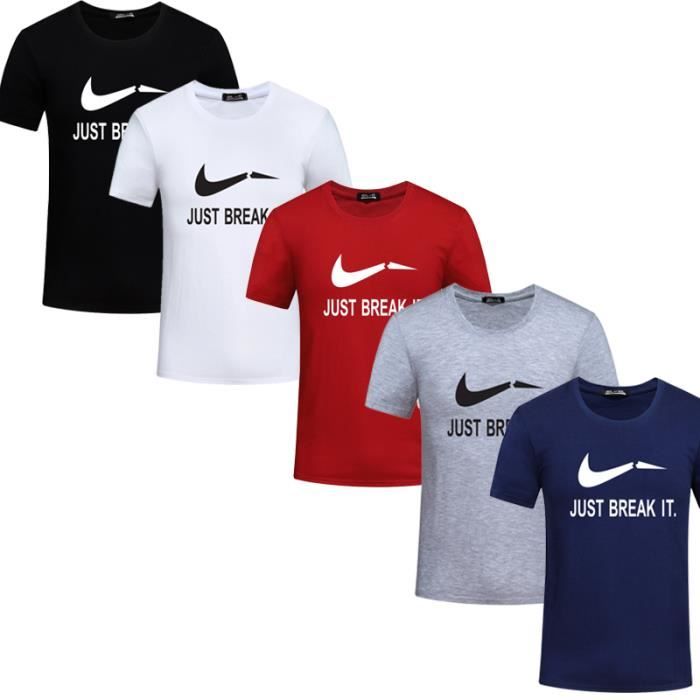 Ensemble Lot de 5 T Shirt Homme Coton Col Rond Tee Shirt Homme Imprime Manches Courtes T Shirt De Marque Luxe Noir blanc gris bleu rouge Cdiscount Pret a Porter