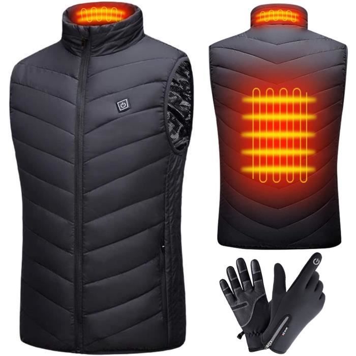 Gilet Chauffant USB – 9 Zones Chauffantes, 3 Températures Réglables – Pour Moto, Camping, Randonnée