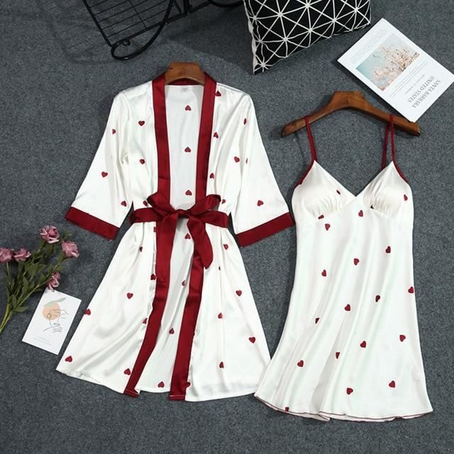 Femmes Satin Pyjamas À Col Pleine Longueur Floral Plain PJ boutonnée taille plus trop Femmes Satin Pyjamas À Col Pleine Longueur Floral Plain PJ boutonnée taille plus trop