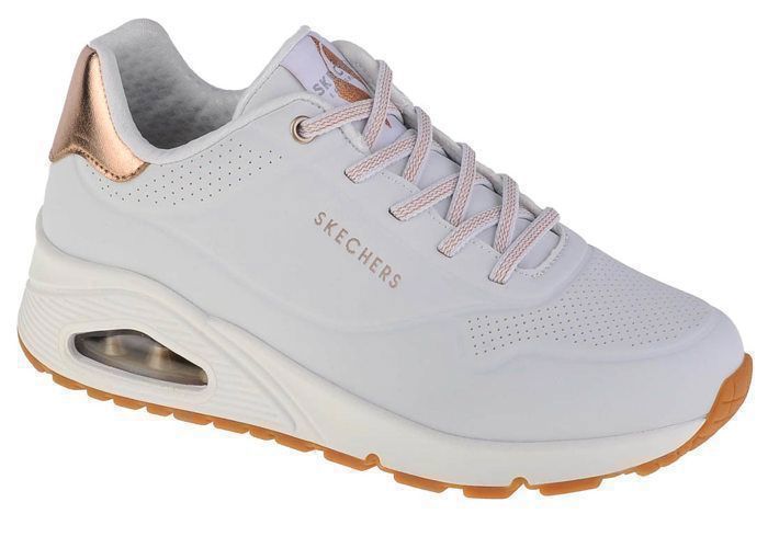 Skechers Chaussure Femme - SKECHERS - Uno Shimmer Away - Blanc - Lacets - Talon Plat
