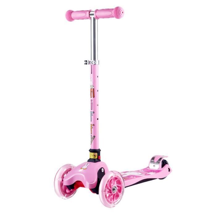 Trottinette Enfant 3 Roues Cutemelo - Guidon Réglable 68-79cm - Roues LED - Pour 3-12 Ans - 50kg Max
