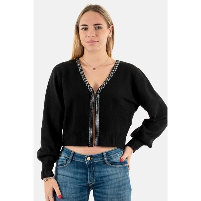 Gilet cardigan femme MORGAN 222 MOAZ Noir Col V Noir Cdiscount Pret a Porter