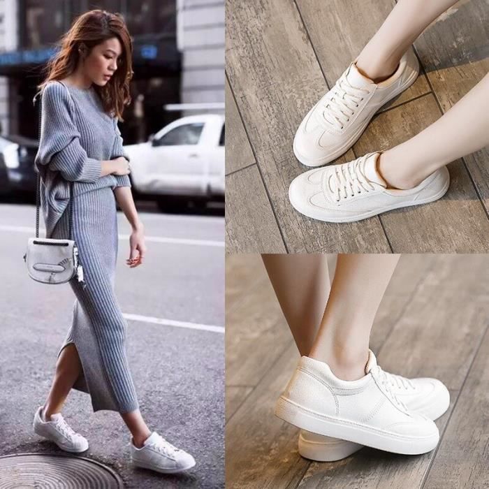 Chaussure cuir blanche top femme