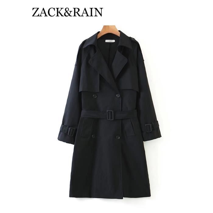 GRACE KARIN Trench Femme Manteau D'Hiver Double Boutonnage - Blazer Business Cardigan Noir XXL