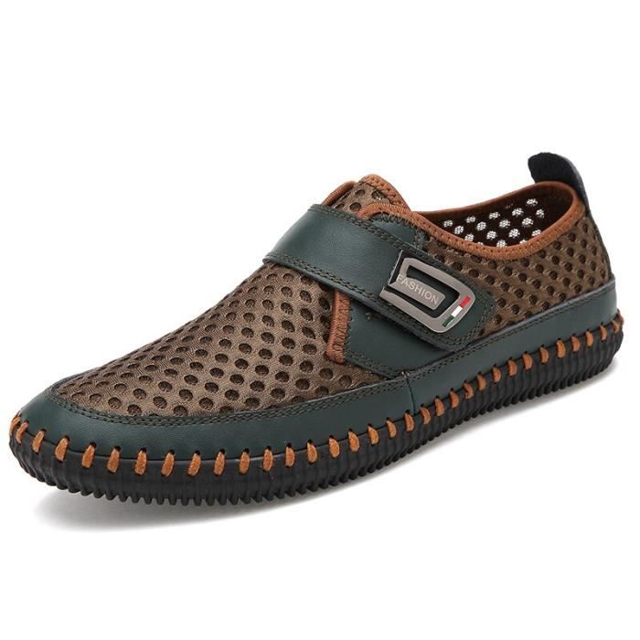 Mocassins Hommes En Cuir Véritable – Chaussures Plates Confortables, Taille 9.5 US, Fait Main