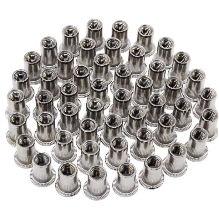 Acier inoxydable Rivet Écrou Écrou Écrou Outil Plat Tête Filetée Rivet ...