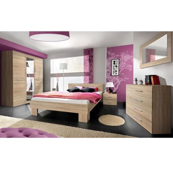 Chambre Complete Adulte 6p Vicky 180x200cm Chene Paris Prix