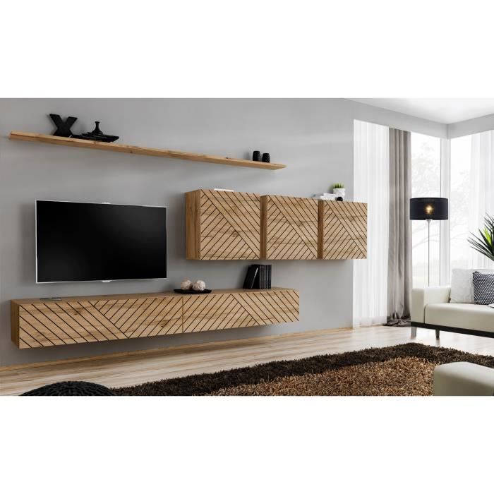 ensemble de meubles de salon design collection switch vii , coloris chêne finitions fraisées.