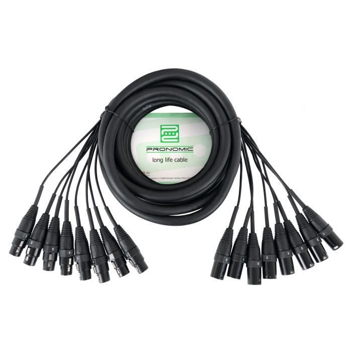 Pronomic Stage MX8/0-5 Multiprise Sub XLR 5m - Câble Multicore Audio Professionnel