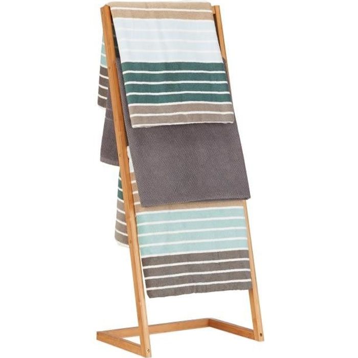Relaxdays Porte Serviettes Sur Pied 4 Bras Salle De Bain Bambou