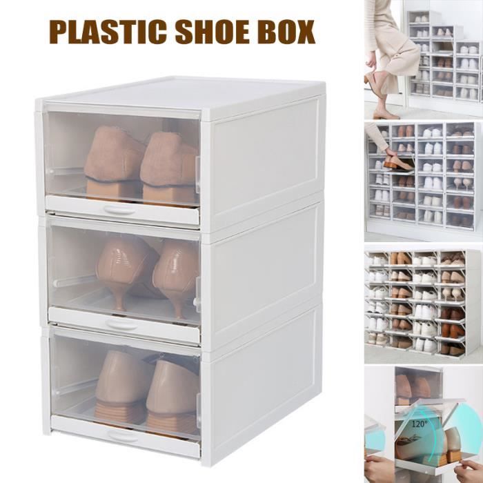3 Pcs Boite A Chaussure Tiroir De Rangement Empilable Transparent