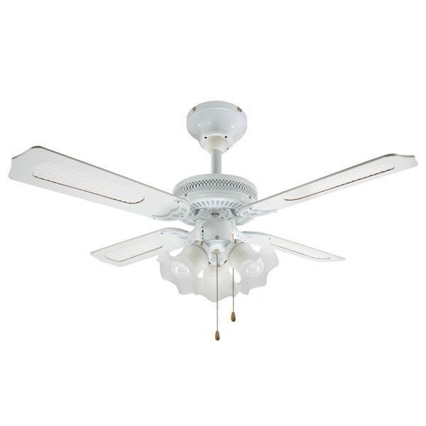 Ventilateur De Plafond Blanc 3 Lumieres 3 Vitesses 4 Pales Reversible Diam 106 Cm Achat Vente Ventilateur De Plafond Cdiscount