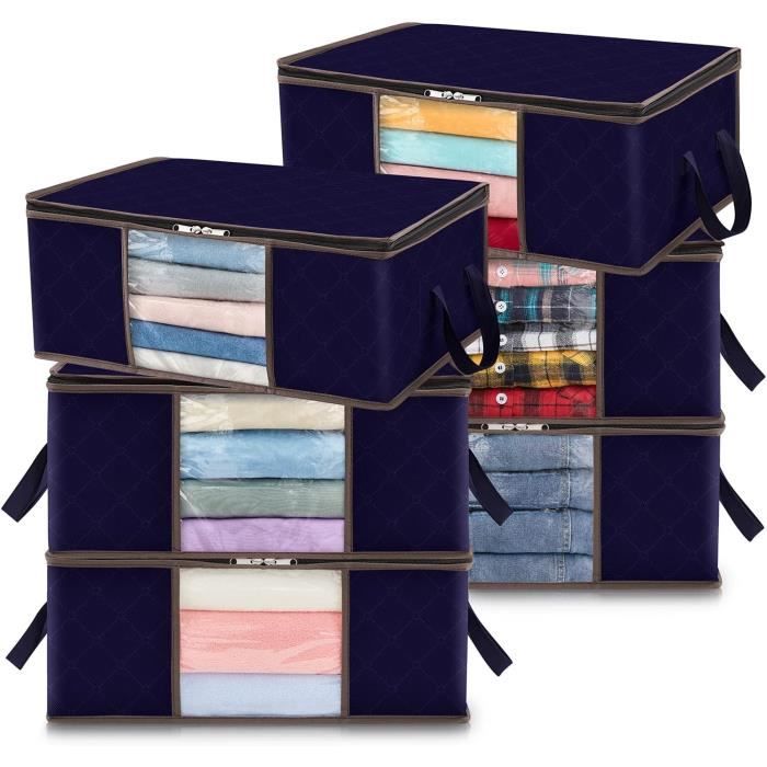 Lot De 3 Sacs De Rangement Vêtements Transparents - 35L - Pliables - Fermeture éclair - Pour Armoire, Déménagement