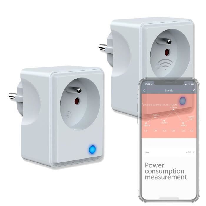 Prise Connectée WiFi GreenSun 16A – Compatible Alexa, Google Home, Mesure Conso, Programmation Facile