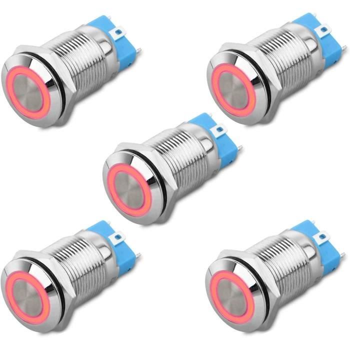 5Pcs Dc 12V - 24V Interrupteur À Bouton-Poussoir À Verrouillage ...