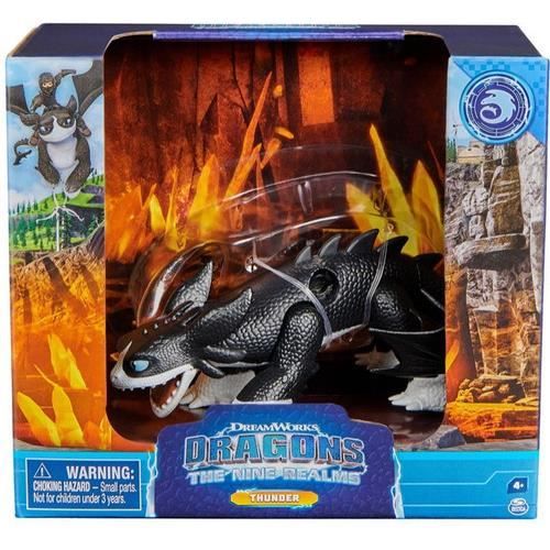 Coffret Dragons Les neuf Royaumes Dragon Krokmou Noir Avec Battement Des Ailes Set Figurine 1 Carte Tigre Personnage