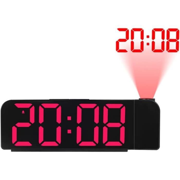 Réveil à Projection 180° Avec Affichage LED Au Plafond - Capteur Température, Calendrier, Alimentation USB - Pour Chambre, Bureau