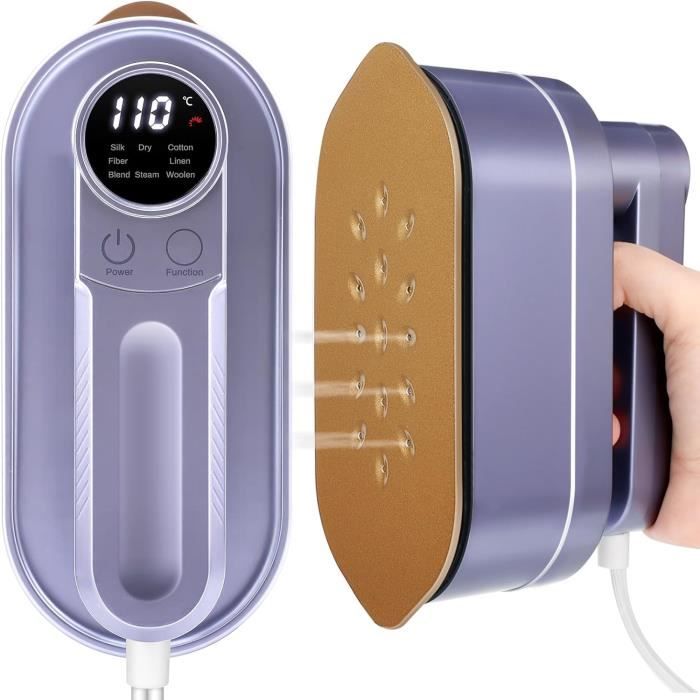 Fer à Vapeur Portable 2 En 1 Rechargeable USB - Mini Défroisseur Voyage Chauffage Rapide Blanc