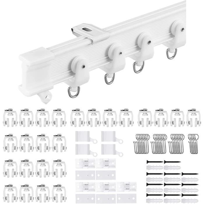 Rail De Plafond Double Pour Rideaux 160cm - Pour Cloison De Pièce, Baie Vitrée, Salon, Chambre (en 2 Sections) - 1