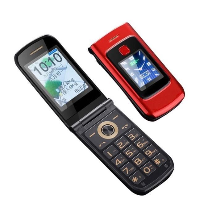 Téléphone portable à clapet Mobile Smartphone Senior Rouge 2G, Bouton