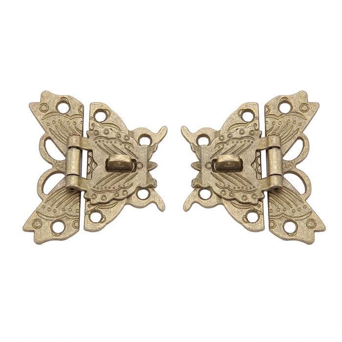 Fermoir à Glissière Serrure à Loquet 43x51 Mm - Style Rétro Bronze, Décoratif, Neuf Sous Blister