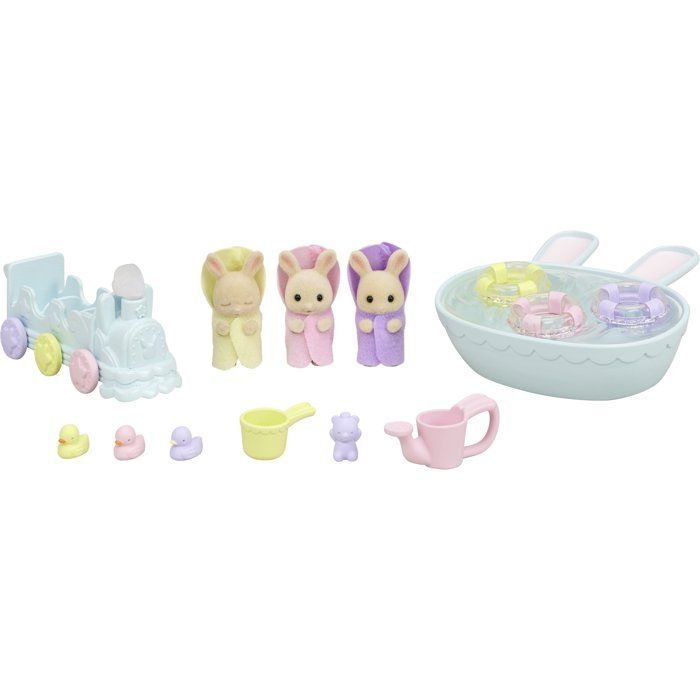 Les triplés Lapin Crème et accessoires de bain - Sylvanian Families - 5707