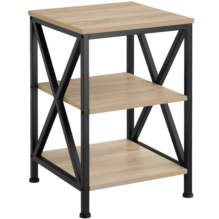 TecTake Table d’appoint Bout de canapé Table Basse Salon carrée Table de Chevet Rangement Style Industriel Bois MDF Marron Clair diverses Couleurs