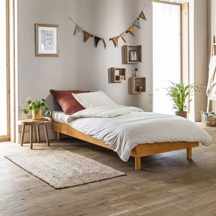 Sommier kit en bois massif noisette 90x190 - Marron noisette - Terre de Nuit