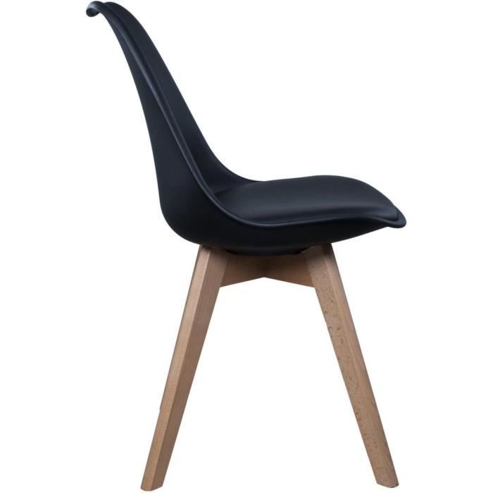Chaise scandinave avec assise rembourrée (Lot de 2) Noir