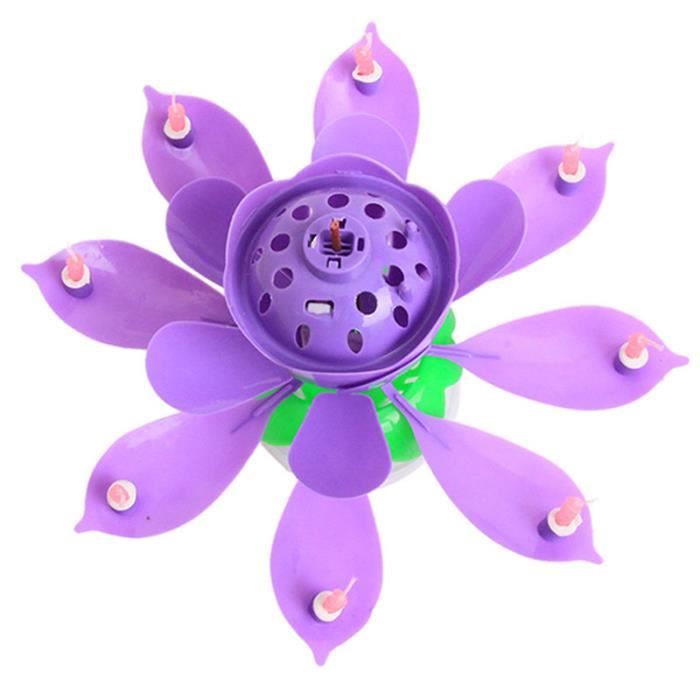 Bougie Musical Bougie D Anniversaire Rotative En Forme De Fleur Lotus Light Violet Cdiscount Maison
