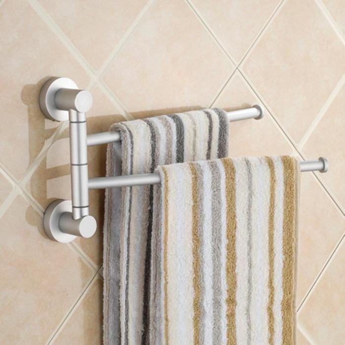 ZJYWMM Porte-Serviettes Mural, 180 Porte-Serviettes Rotatif en Acier Inoxydable 304, Salle de Bain, Porte-Serviettes Multicouche avec 2 Crochets Noir 3 Couches (Couleur: Argent, Taille: 5