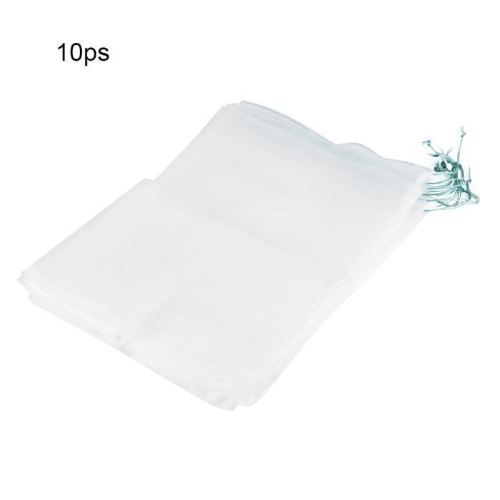 Lot De 10 Sacs Filet Nylon 15x20 Cm Avec Cordon – Noirs – Idéal Natation, Sport, Voyage Et Plage