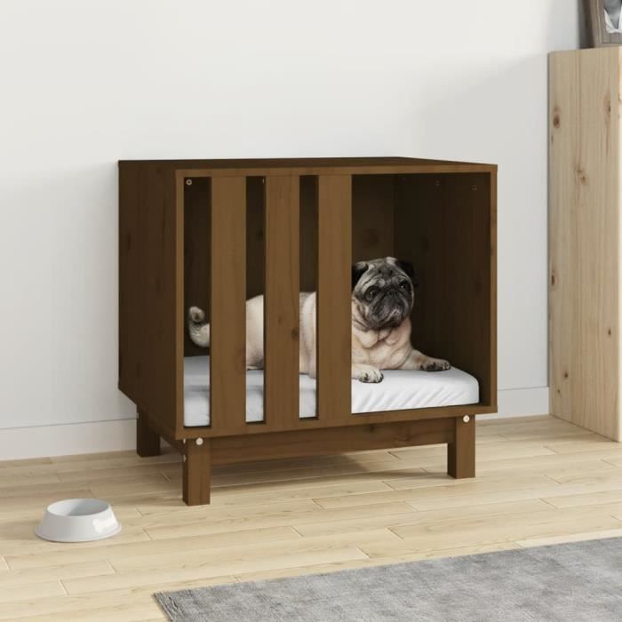 Comparer les prix de vidaXL Niche pour chien Marron miel 60x45x57 cm Bois de pin massif
