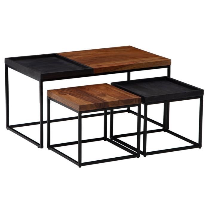 Ensemble de tables basses en noyer fait main : tables gigognes modernes Mid-Century - Canada