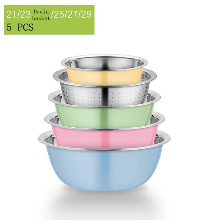 BOL,YELLOW-22CM--Bols à mélanger colorés en acier inoxydable, avec