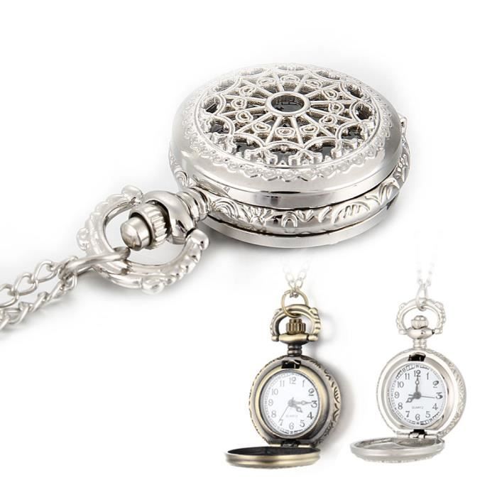 Montre De Poche Rétro Unisexe - Dragon Phénix Squelette - Mouvement Mécanique à Remontage Manuel - Chaîne Inclus