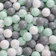 KiddyMoon 100 7Cm Balles Colorées Plastique Pour Piscine Enfant Bébé Fabriqué En EU, Blanc-Gris-Menthe-1