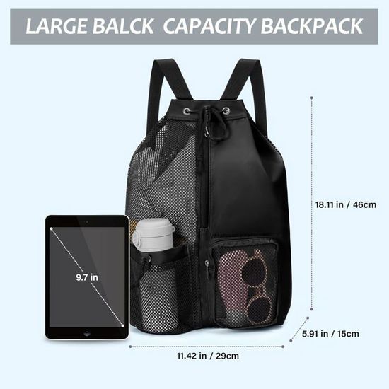 Sac à Cordon FDKene Polyvalent : Compartiment Chaussures, Poche Imperméable, Porte-bouteille, Pour Le Sport Ou Le Voyage