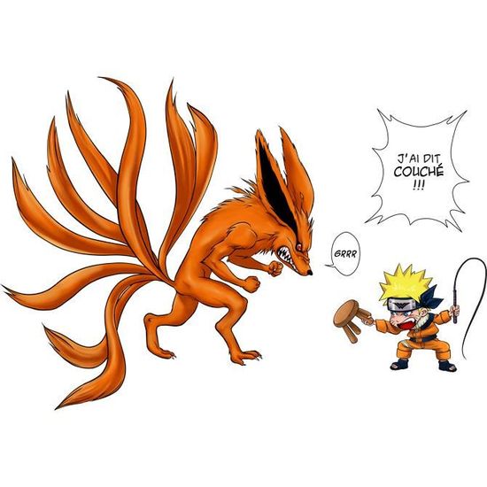 Mug Noir Naruto Parodique Naruto Et Kyubi Le Biju A 9 Queues Couche Parodie Naruto Achat Vente Bol Cdiscount