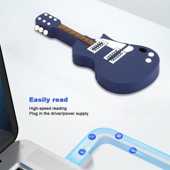 Sonew Bâton de stockage de mémoire Clé USB de stockage de mémoire  accessoire d'ordinateur portable en PVC en forme de guitare