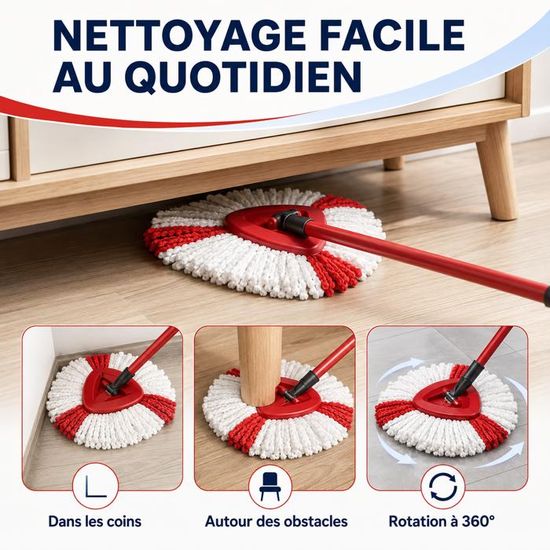 Tête De Balai Rotative + Accessoires Pour Vileda Turbo - Microfibre, Brosse Et Manche Réglable Pour Tous Sols