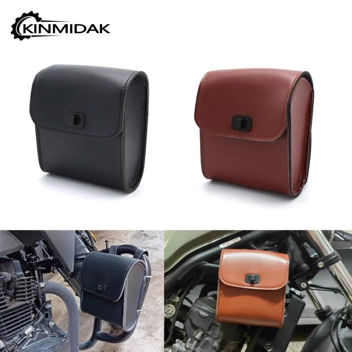 Sacoche De Selle Moto/Cyclo En Cuir - PARRYS - Taille M - 5L - Poches Externes