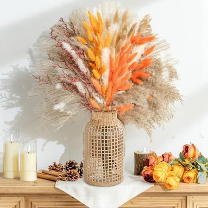 Vase à Fleurs En Verre De Paille Style Japonais Nordique - Pot Créatif Pour Plantes Et Décoration S