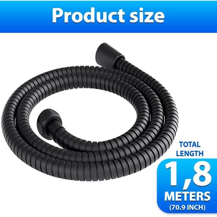Flexible de douche noir 1,8m 180cms universel acier inoxidable tuyau douche  1m80 noir tuyau de douche flexible douche 1.8m fl [82] - Cdiscount Bricolage