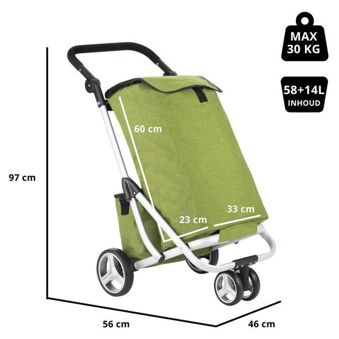 Cruiser Chariot de course 72 litres - Sac de refroidissement - 3 roues -  Pliable - Vert